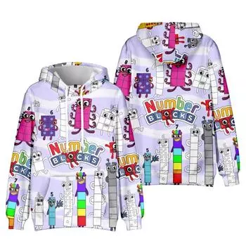 Толстовка с капюшоном Numberblocks Cartoon Tie Dye Hoodie Streetwear Printed Hooded Sweatshirt Men Women Cosplay Sports Pullovers XS