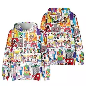 Толстовка с капюшоном Numberblocks Cartoon Tie Dye Hoodie Streetwear Printed Hooded Sweatshirt Men Women Cosplay Sports Pullovers XS