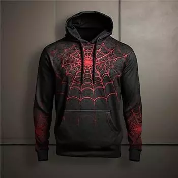 Толстовка с капюшоном «Паук», Мужская толстовка с рисунком «Пауки», модная повседневная базовая пуловер с 3D принтом, Спортивная Толстовка с капюшоном для отдыха и отпуска на открытом воздухе M