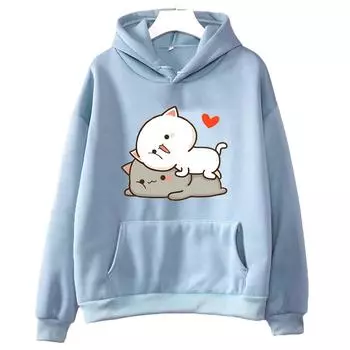 Толстовка с капюшоном Peach Cat Goma Mochi Print Kawaii Cartoon Женская одежда Femme Korean Style Sweatshirt Harajuku Hoody Female Sudaderas S
