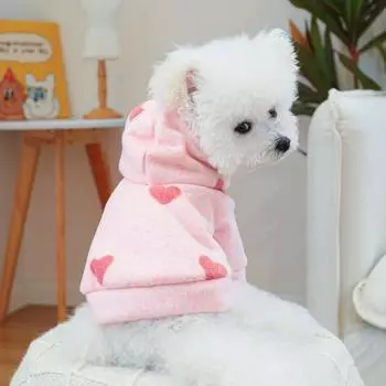 Толстовка с капюшоном Pet Love для маленьких собак, осень и зима, новое розовое пальто с капюшоном в виде сердца, одежда для собак маленьких собак, щенков XS