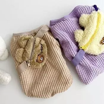 Толстовка с капюшоном Pet Plush Bag Pet Осень и зима Базовое пальто Teddy Bear Yorkshire Одежда для маленьких собак Одежда для щенков XS