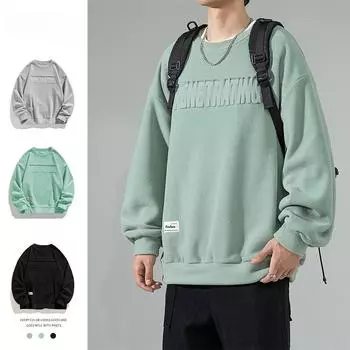 Толстовка с капюшоном Polar Fleece для мужчин, весна и осень, новый свободный топ с круглым вырезом для мальчиков, модный бренд, стальной принт, тяжелое пальто S