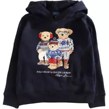 Толстовка с капюшоном Polo Ralph Lauren Teddy Bear Letter Logo Pattern с длинным рукавом для детей, темно-синяя 323953042-001 L