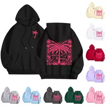 Толстовка с капюшоном Puff, женская, свободного покроя, с длинным рукавом, с принтом на осень, повседневный пуловер с карманами L бежевый