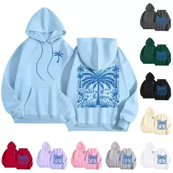 Толстовка с капюшоном Puff, женская, свободного покроя, с длинным рукавом, с принтом на осень, повседневный пуловер с карманами S розовый