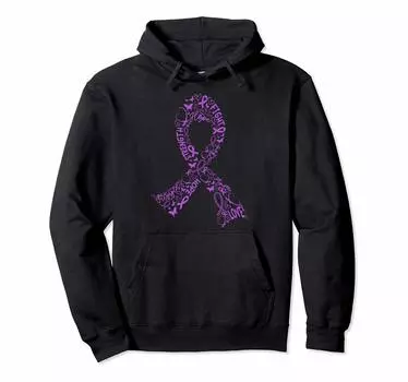 Толстовка с капюшоном Purple Ribbon Awareness Fighter Pancreatic Cancer Fighter чёрный
