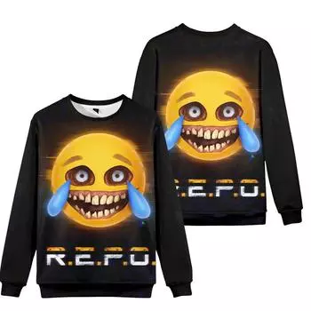 Толстовка с капюшоном REPO с принтом большого размера для женщин и мужчин, с круглым вырезом и длинным рукавом, повседневный спортивный костюм с забавным рисунком из мультфильма REPO, 14 цветов XS белый