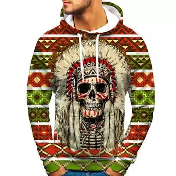 Толстовка с капюшоном Rock Skull 3D для мужчин/женщин, с принтом, забавные толстовки в стиле хип-хоп, пуловер в стиле Харадзюку XS