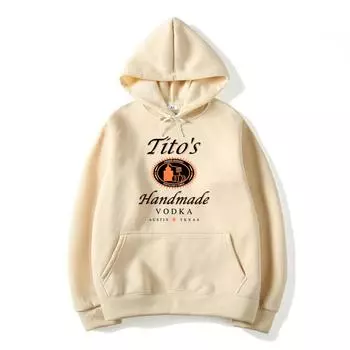 Толстовка с капюшоном ручной работы Tito s Vodka Толстовка с круглым вырезом Tito с длинным рукавом унисекс с капюшоном Толстовка с капюшоном Водка Алкоголь Мужские Женские Пуловеры S чёрный