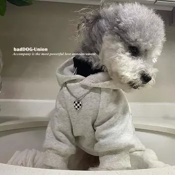 Толстовка с капюшоном с буквами Одежда для домашних животных Собаки Мода Хлопковая одежда для собак Костюм Маленький французский бульдог Принт Весна Осень Гари Мальчик Талисманы S(1.5kg-2.5kg)