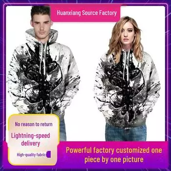 Толстовка с капюшоном с цифровой печатью в европейском и американском стиле на тему Хэллоуина M