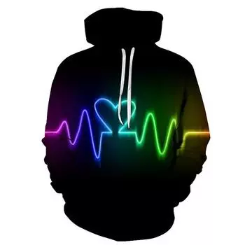 Толстовка с капюшоном с геометрическим принтом в виде сердца для мужчин с цветным узором, с длинными рукавами, весна-осень, уличные толстовки с капюшоном S