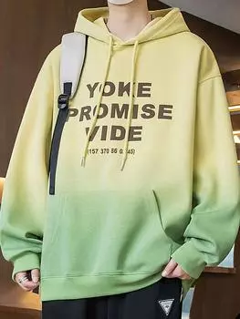 Толстовка с капюшоном с градиентом для мужчин на весну и осень, повседневный модный брендовый молодежный пуловер, свободный, модный, красивый жакет S