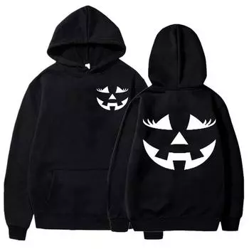 Толстовка с капюшоном с изображением тыквенного лица Jackolantern Funny Halloween Sportwear для женщин Halloween Crewneck Sweatshirt для женщин S