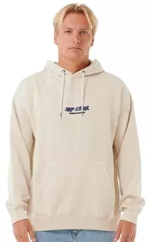 Толстовка с капюшоном с логотипом M QUEST Стильная винтажная белая [Rip Curl] мужская (Печать бренда) [06UMFL / КАПЮШОН]