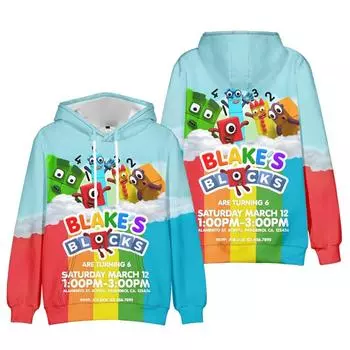 Толстовка с капюшоном с принтом аниме Numberblocks Tie Dye, уличная одежда, толстовка с капюшоном для мужчин и женщин, косплей, спорт XS