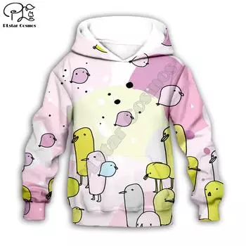 Толстовка с капюшоном с принтом цыпленка/панды/медведя/утки на 3D-принте, детская, на молнии, свитер с рисунком, толстовка для мальчика или девочки, детские толстовки стиль-1 S