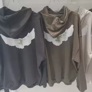 Толстовка с капюшоном с принтом европейских и американских голубей 2024 года — карбоновый синий, коричневый; Стиль унисекс для пар. XL