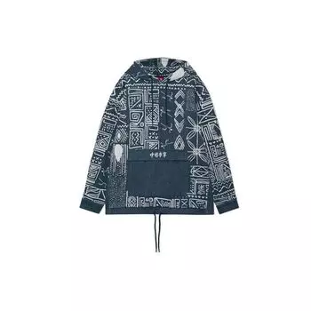 Толстовка с капюшоном с принтом Li Ning, мужская толстовка с капюшоном, темно-синяя AWDRA39-1 L