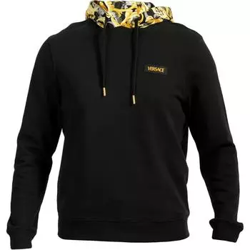 Толстовка с капюшоном с принтом Versace Черный/Желтый Мужская уличная одежда 1015093-1A10596-5B000 M