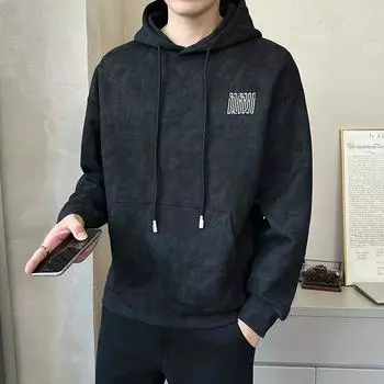 Толстовка с капюшоном с принтом в виде буквы, мужская осенне-зимняя новая спортивная куртка в корейском стиле для молодежи, универсальная и красивая S