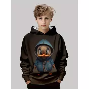 Толстовка с капюшоном с рисунком милой утки с 3D-принтом для детей Harajuku High Street для девочек и мальчиков, детские толстовки с длинным рукавом, осенне-зимняя одежда 150cm