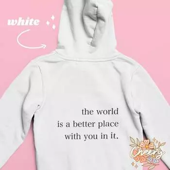 Толстовка с капюшоном «Слово лучше с тобой» Женская толстовка с капюшоном Пуловеры Унисекс из чистого хлопка Топ с капюшоном Tumblr Джемпер с капюшоном S чёрный