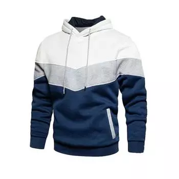 Толстовка с капюшоном Splicing для мужчин, толстовка с капюшоном и длинными рукавами на осень-зиму, теплая свободная толстовка, спортивная одежда, повседневная куртка S
