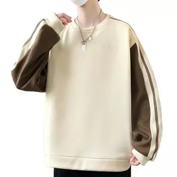 Толстовка с капюшоном Splicing Three Bar Pull Tab с круглым вырезом для мужчин, универсальная и свободная основа 8XL