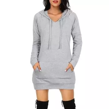 Толстовка с капюшоном средней длины, женский свободный свитер с длинными рукавами, свободный однотонный теплый базовый свитер с капюшоном, повседневная теплая осенняя S фиолетовый