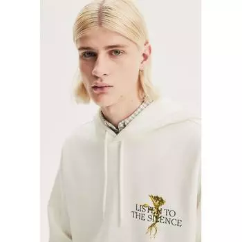 Толстовка с капюшоном свободного кроя HM с принтом белая Silence S