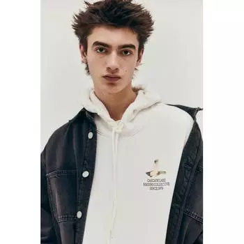 Толстовка с капюшоном свободного кроя HM с принтом белого цвета Cascade Lake S