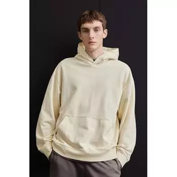 Толстовка с капюшоном свободного кроя HM WashHed Light Beige XS