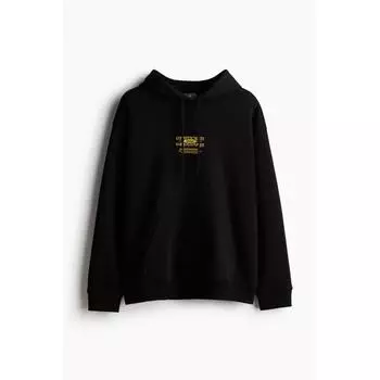 Толстовка с капюшоном свободного кроя с принтом HM, черная, мистическая S