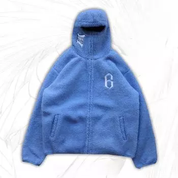 Толстовка с капюшоном, теплая, свободного покроя, европейского и американского производства Y2K S синий