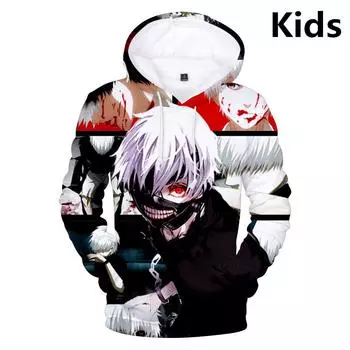 Толстовка с капюшоном Tokyo Ghoul 3D Printed Hoodies для мальчиков/девочек Толстовка с длинным рукавом Мультяшный свитер Топы Подростковая одежда S