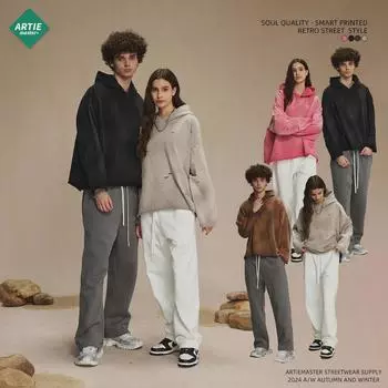 Толстовка с капюшоном унисекс 2024 осень/зима: Неровные отверстия и потертые необработанные края, махровая ткань 450 г L коричневый