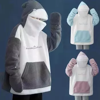 Толстовка с капюшоном унисекс с большими рукавами и карманами, носимые толстовки, топы L синий