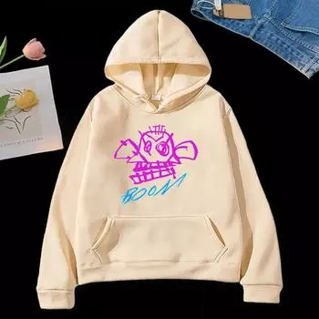 Толстовка с капюшоном унисекс с карманом-кенгуру, с длинным рукавом, эластичными манжетами, дышащая, осенняя S хаки