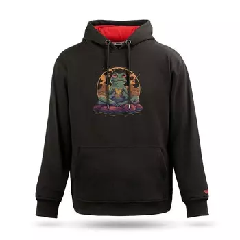 Толстовка с капюшоном унисекс с принтом «Лягушка сидит на камне»