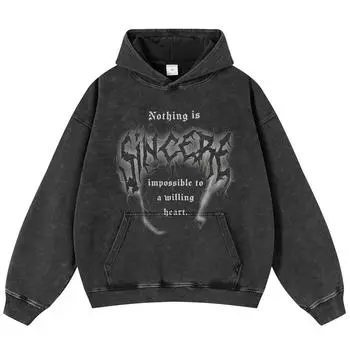 Толстовка с капюшоном унисекс Y2K в стиле уличной моды с графическим принтом и надписью «Письма» черного цвета S чёрный