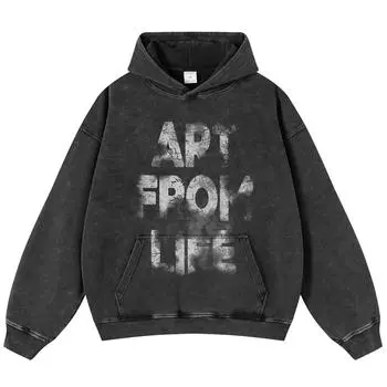 Толстовка с капюшоном унисекс Y2K в стиле уличной моды с графическим принтом и надписью «Письма» черного цвета S чёрный