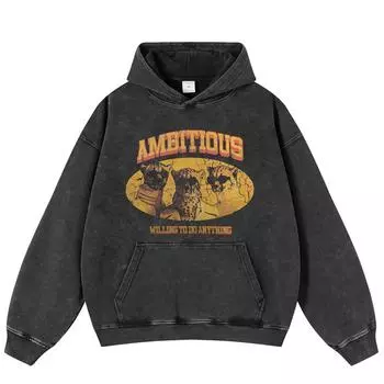 Толстовка с капюшоном унисекс Y2K в уличном стиле с леопардовым принтом черного цвета S чёрный