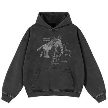 Толстовка с капюшоном унисекс Y2K в уличном стиле с рисунком Finger Bones черного цвета S чёрный