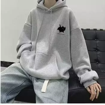 Толстовка с капюшоном в американском ретро-стиле в гонконгском стиле для мужчин. Весна и осень. Новый трендовый бренд. Свободная и универсальная толстовка из бархата для мужчин. M