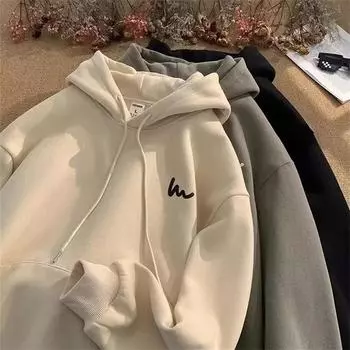 Толстовка с капюшоном в американском стиле, модный свободный топ большого размера для женщин, простой спортивный костюм для отдыха, спортивная удобная одежда S