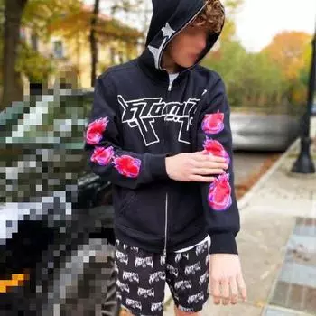 Толстовка с капюшоном в готическом стиле Harajuku с принтом букв для мужчин и женщин в европейском и американском стиле Y2K M чёрный