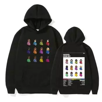Толстовка с капюшоном в стиле альбома Lover Boy от рэпера Дрейка XS чёрный