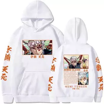 Толстовка с капюшоном в стиле аниме «Demon Slayer», Uzui Tengen, толстовка с капюшоном, пуловеры с капюшоном, топы в стиле Харадзюку, модная одежда для мужчин и женщин S чёрный